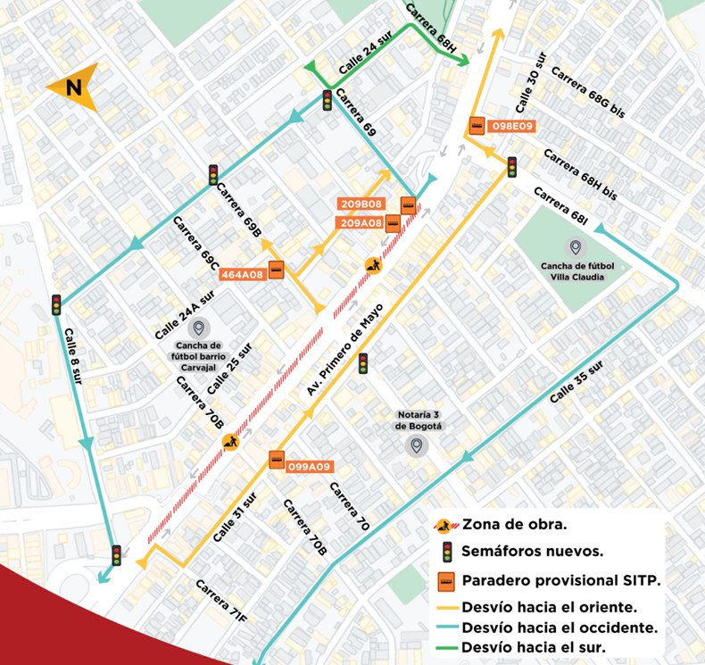 Metro Bogotá traslado redes av. Primero de Mayo carreras 71f y 68g bis