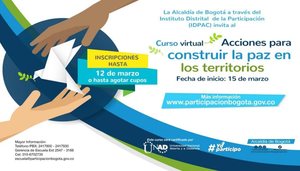 Inscríbete ya en este curso virtual para construir territorios de paz 