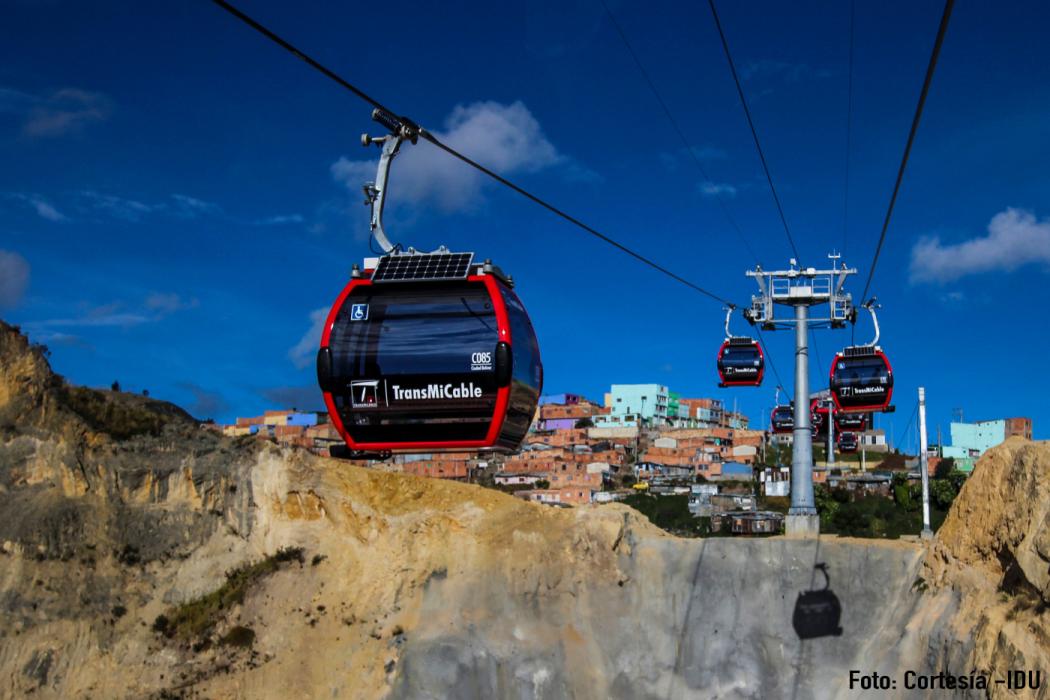 Foto de las cabinas del Transmicable en funcionamiento 