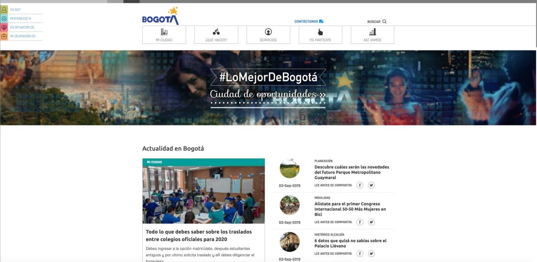 Así luce la nueva web de Bogotá