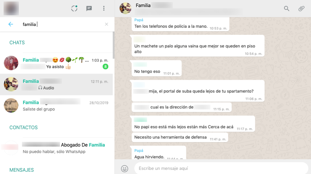 Conversación de una familia angustiada por supuestos disturbios tras protestas en Bogotá.