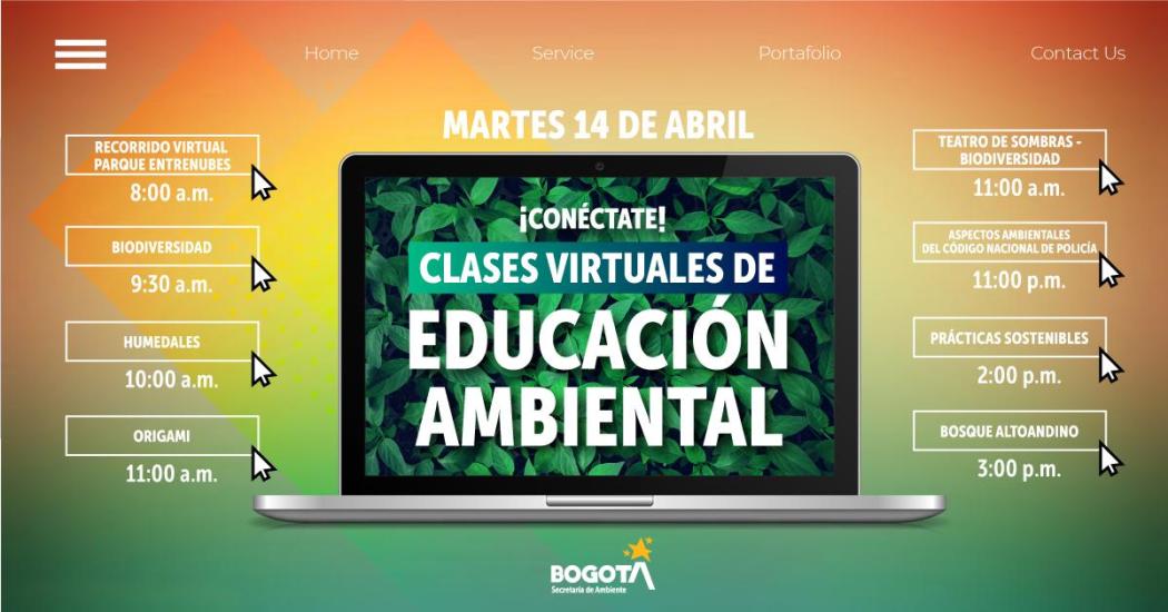 Imagen de la Secretaría de Ambiente. Clases virtuales mañana 14 de abril.