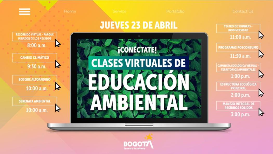 Imagen de la Secretaría de Ambiente. Clases virtuales del 23 de abril.