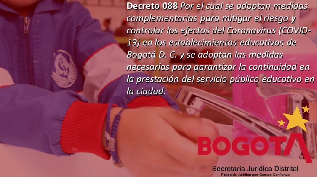 Imagen sobre las medidas para mitigar los riesgos del COVID-19 en los establecimientos educativos en Bogotá