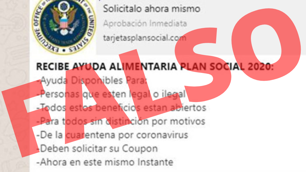 Cadena de WhatsApp de 'ayuda alimentaria plan social 2020'