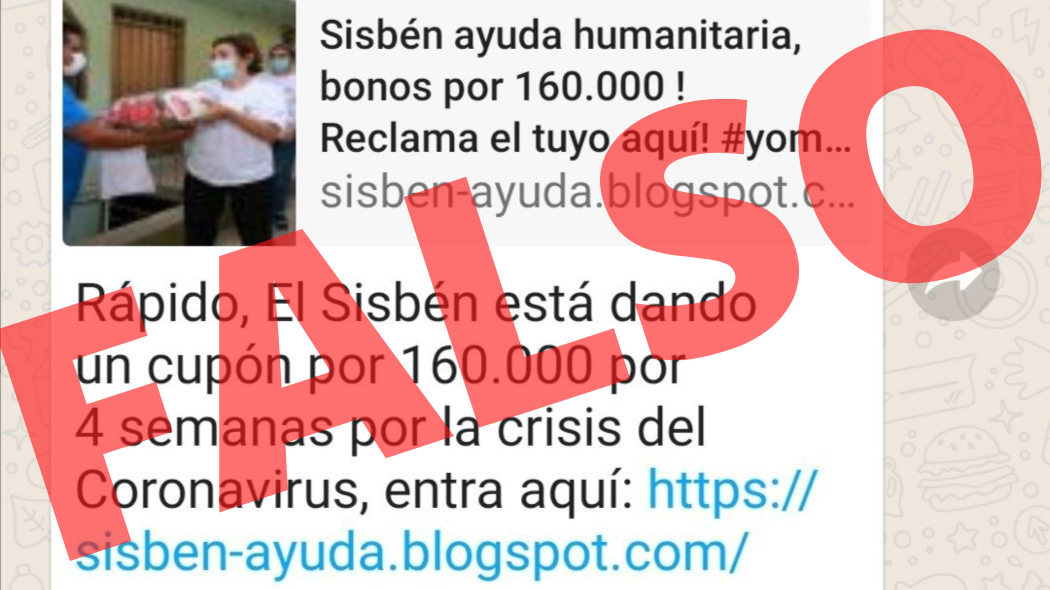 Es falsa la cadena que circula para reclamar ayuda del Sisbén