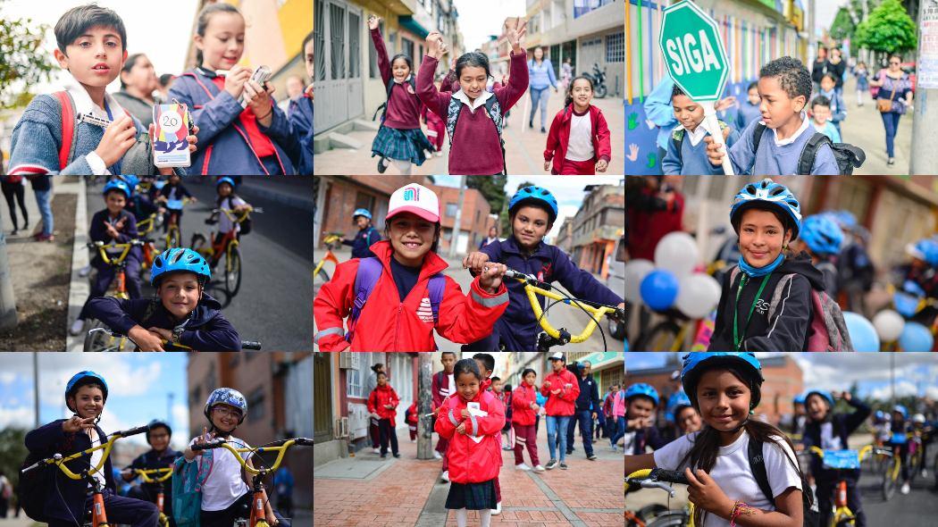 Niños y niñas de los proyectos escolares de movilidad sostenible del Distrito