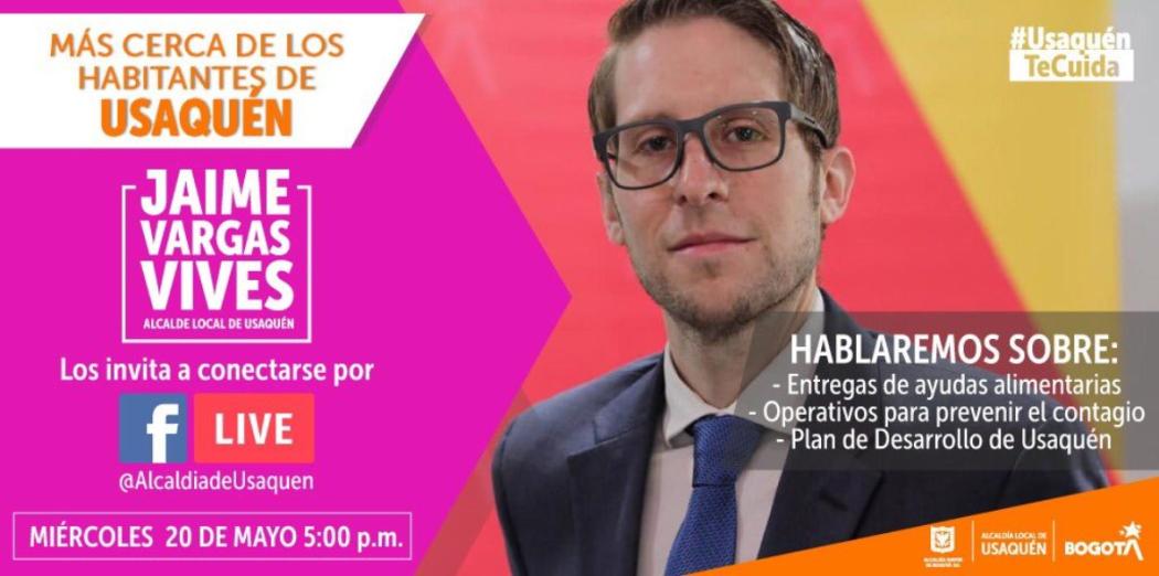 Pieza de la charla por Facebook Live con el alcalde local de Usaquén