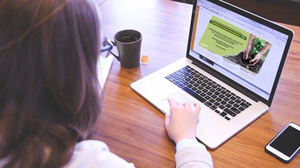 Imagen de una mujer consultando información en internet.