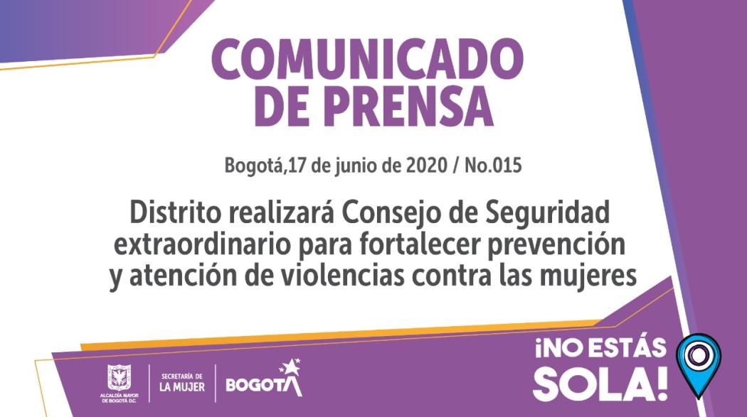 Distrito realizará Consejo de Seguridad para prevenir violencias contra mujeres