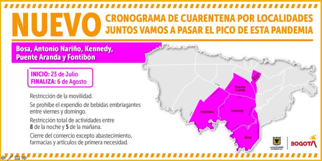 Localidades con cuarentena estricta