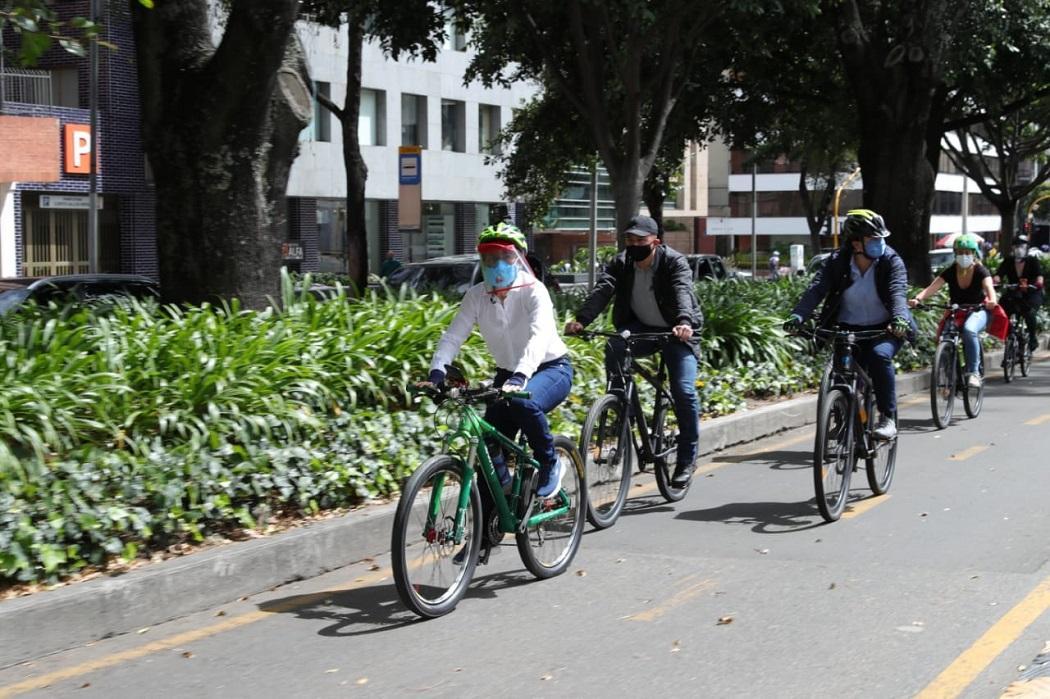 Mayor López riding her bicycle