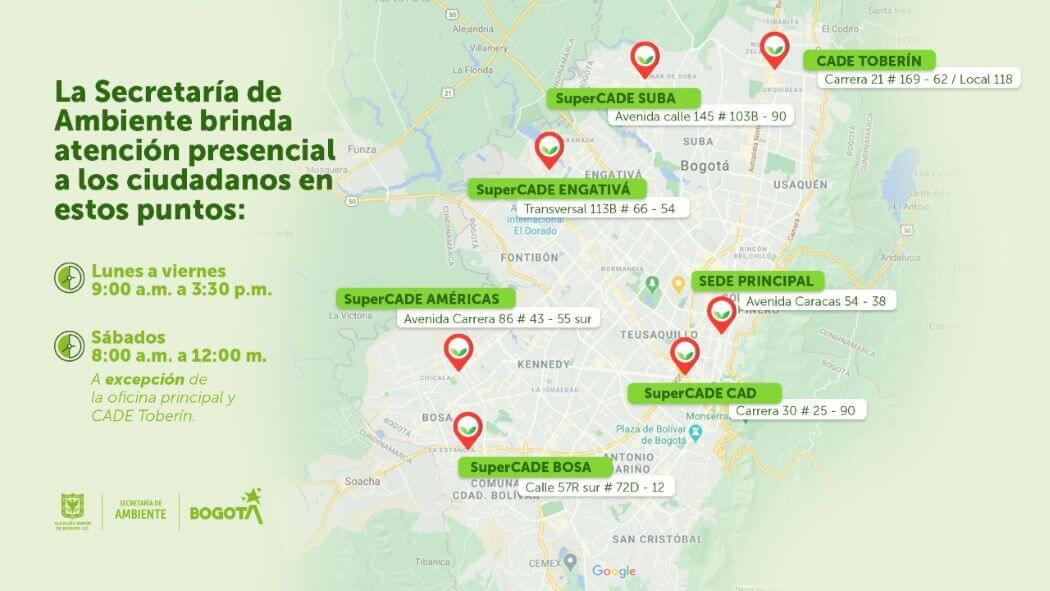 Puntos de atención presencial, mapa.