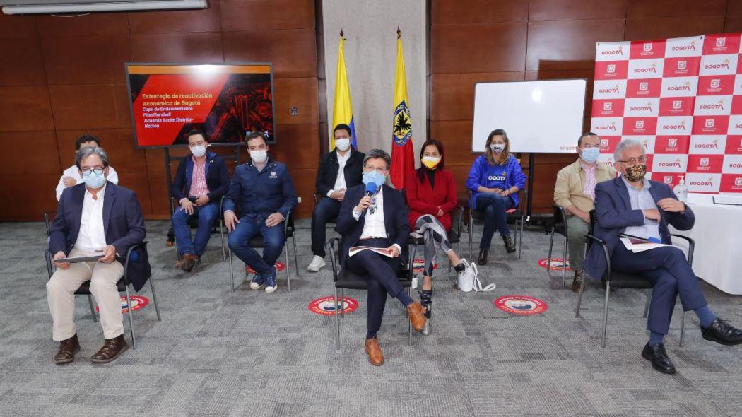 Claudia López durante la rueda de prensa de Reactivación Económica