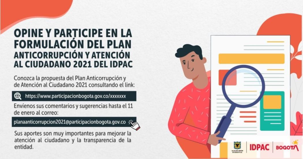 Opina y participa en la formulación del Plan Anticorrupción