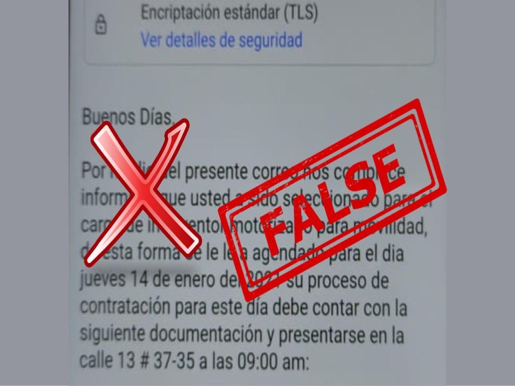 Mensaje de correo electrónico falso