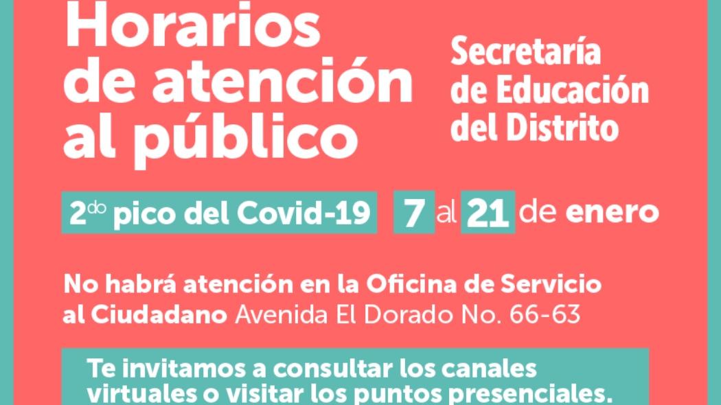 Horario de atención SED segundo pico covid-19