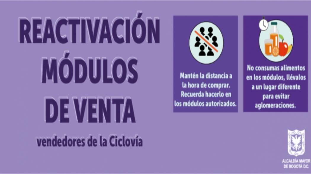 Módulos de venta en la ciclovía 