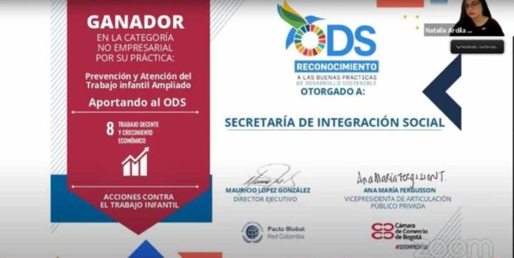 Secretaría de Integración Social recibió reconocimiento por su labor contra el Trabajo Infantil