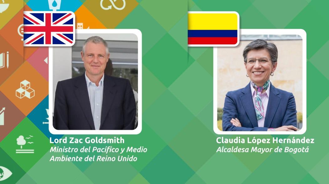 Ministro del Pacífico y Medio Ambiente del Reino Unido, Lord Zac Goldsmith y alcaldesa Claudia López