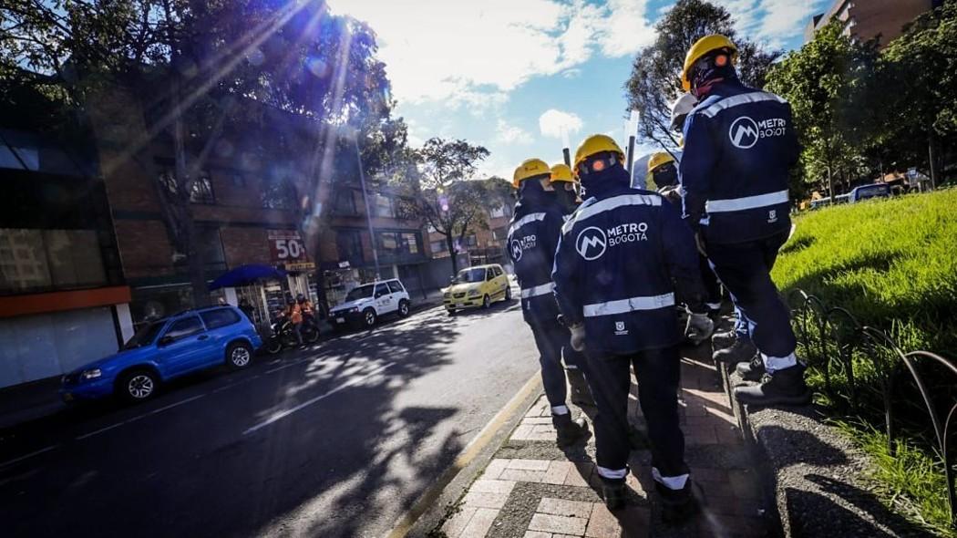 Trabajadores de las obras del metro.