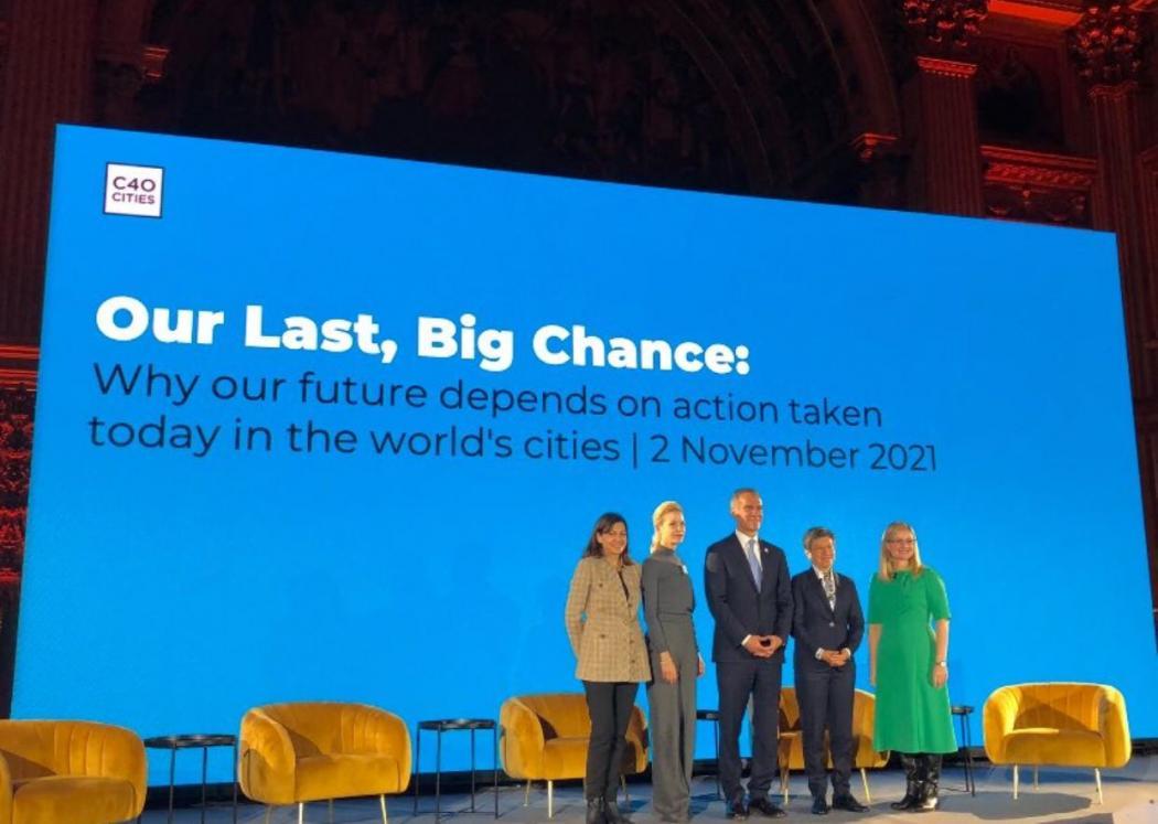 (Left to right), Mayor of Paris, Anne Hidalgo; Mayor of Stockholm, Anna König Jerlmyr; Mayor of Los Angeles, Eric Garcetti; Mayor of Bogotá, Claudia López; Mayor of Phoenix, Kate Gallego. Photo: Mayor's Office of Bogotá. 