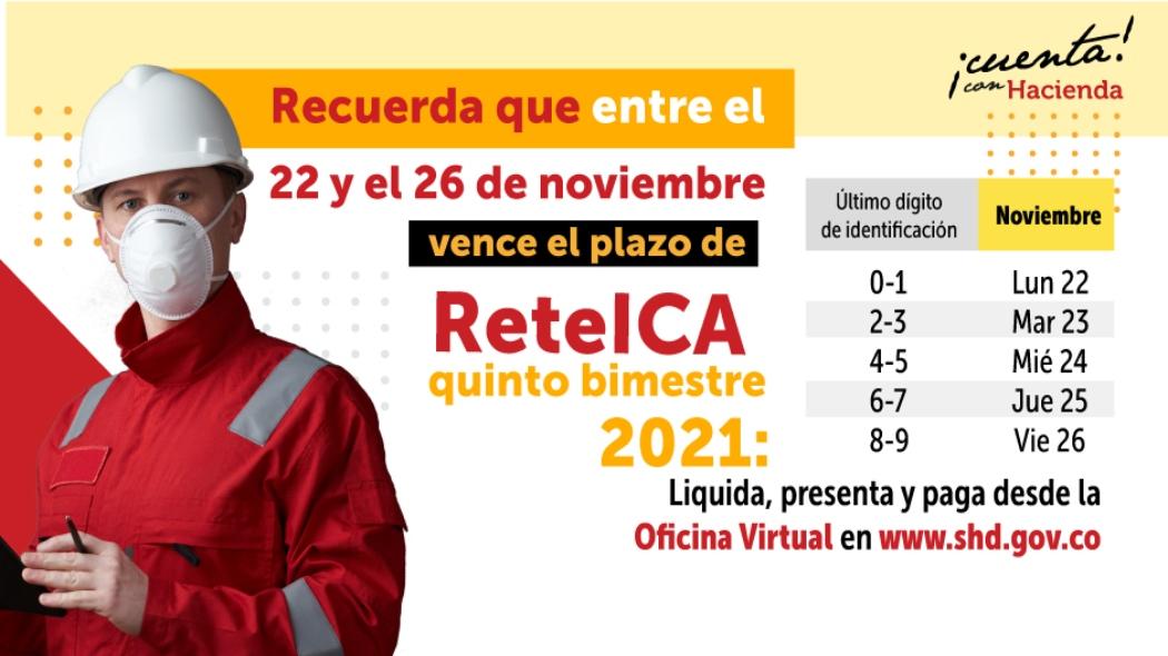 Hasta hoy tienes plazo para declarar y pagar ReteICA del quinto bimestre de 2021