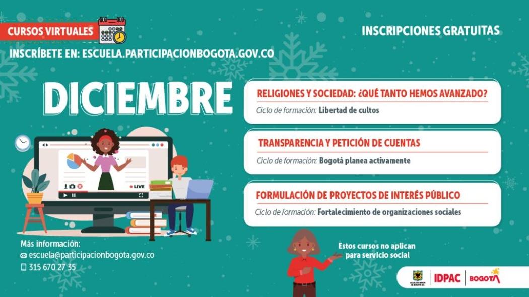 Te invitamos a inscribirte a los cursos gratuitos de la Escuela de Participación del IDPAC.