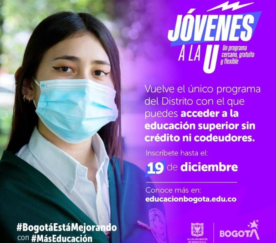 Hasta el 19 de diciembre estarán abiertas las inscripciones a la segunda convocatoria de 'Jóvenes a la U' 2022. Imagen: Secretaría de Educación