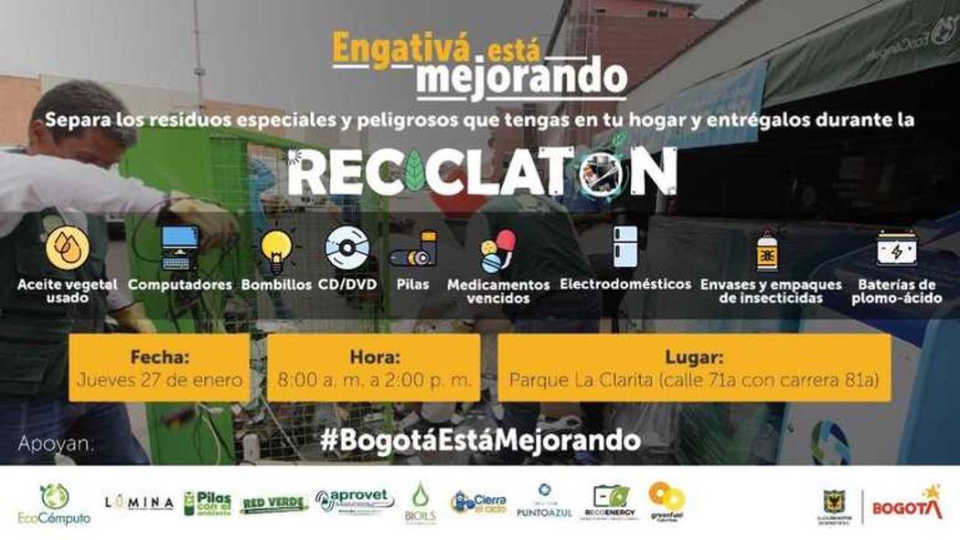 Jornada de Reciclatón en Engativá este 27 de enero de 8 a.m a 2 p.m