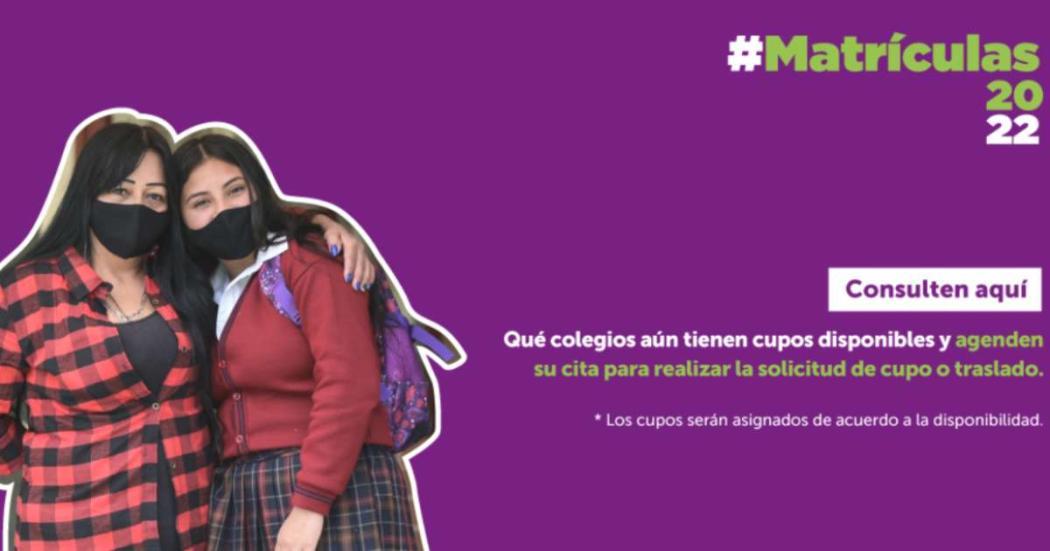 Listado de colegios que aún tienen disponibilidad de cupos escolares 