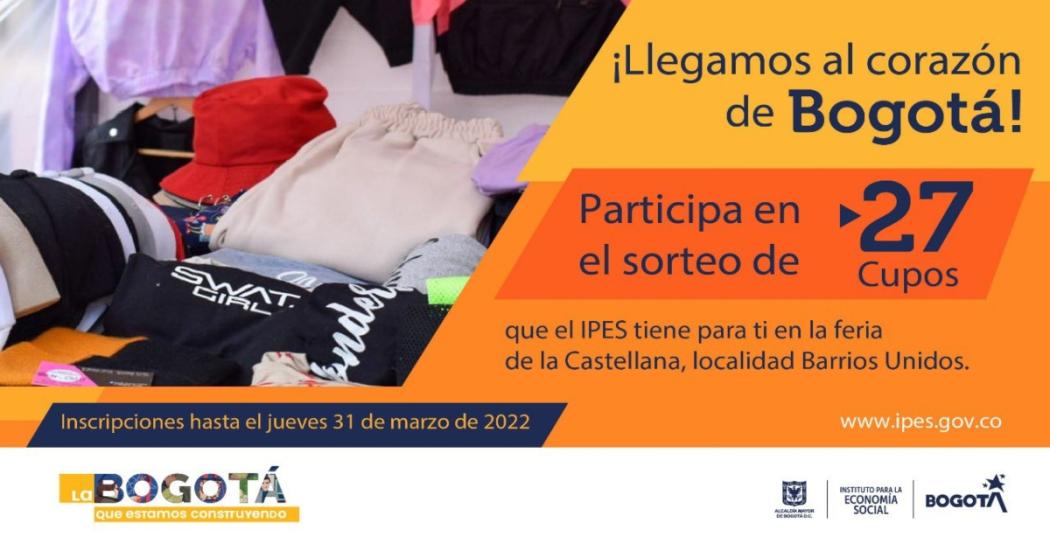 Sorteo de cupos para feria de reactivación económica en Barrios Unidos