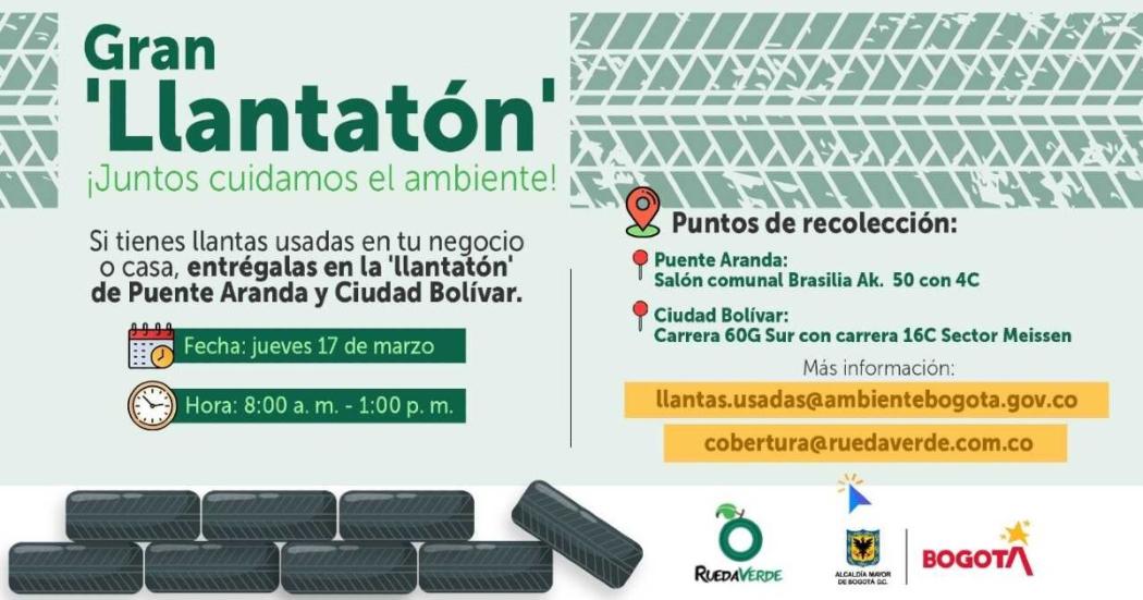 17 de marzo: Jornada de Llantatón en Ciudad Bolívar y Puente Aranda