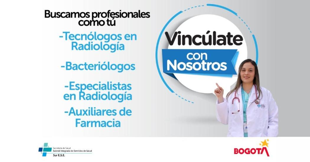 Oferta de empleo en Bogotá: Auxiliar de farmacia y otros en Subred Sur