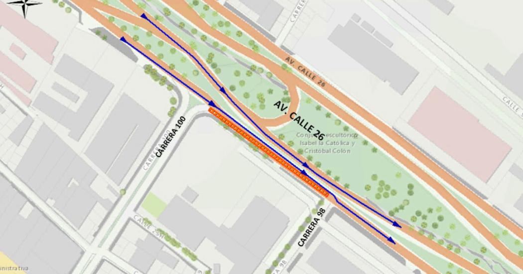 Así está el cierre de un carril de la calle 26 entre carreras 100 y 98. 