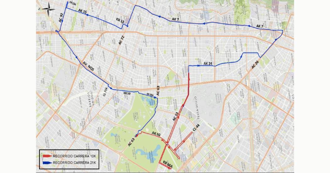 Dónde hay cierres viales por media maratón de Bogotá. Hoy 1 de octubre