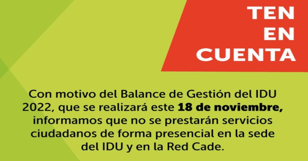 Hoy 18 de noviembre servicios a la ciudadanía del IDU serán virtuales