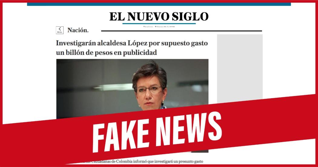 Fake News: Alcaldesa Claudia López no gastó 1 billón en publicidad