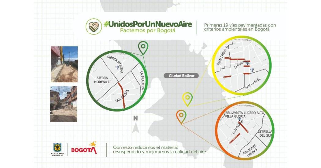Inicia pavimentación de calles en Bogotá para mejorar calidad del aire