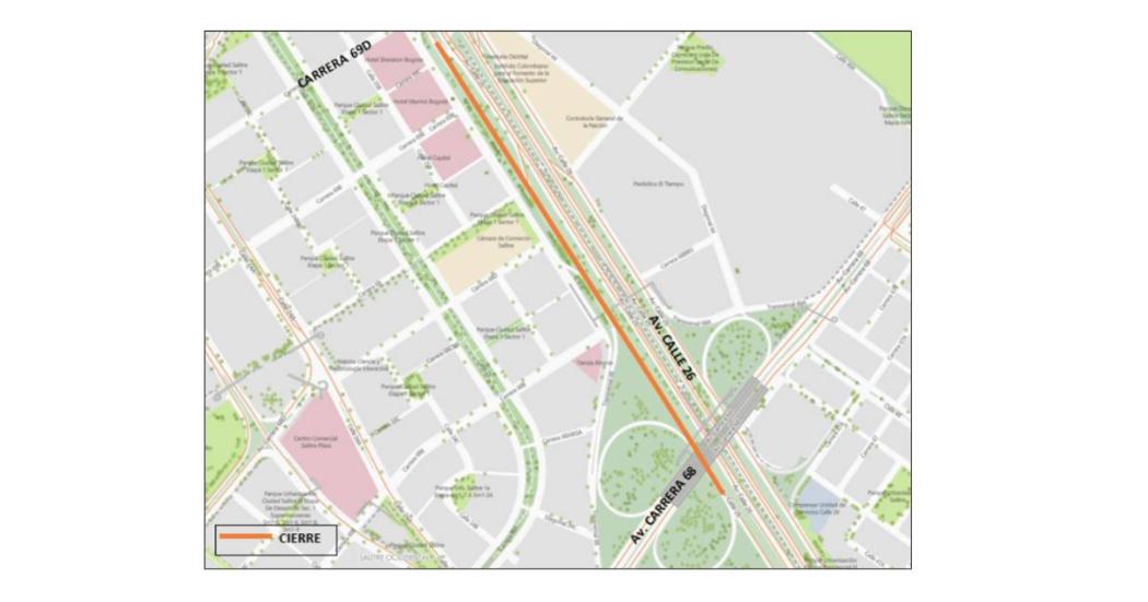 Nuevo cierre vial de la avenida calle 26 entre carrera 68 y 69d Bogotá