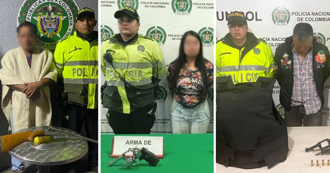 3 capturados con armas: Escopeta, chaleco antibalas y pistola incautados