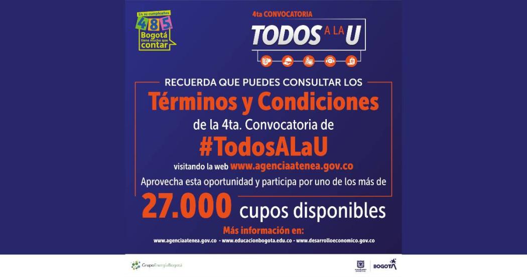 Hasta cuándo está abierta inscripción a 4ta convocatoria Todos a la U 