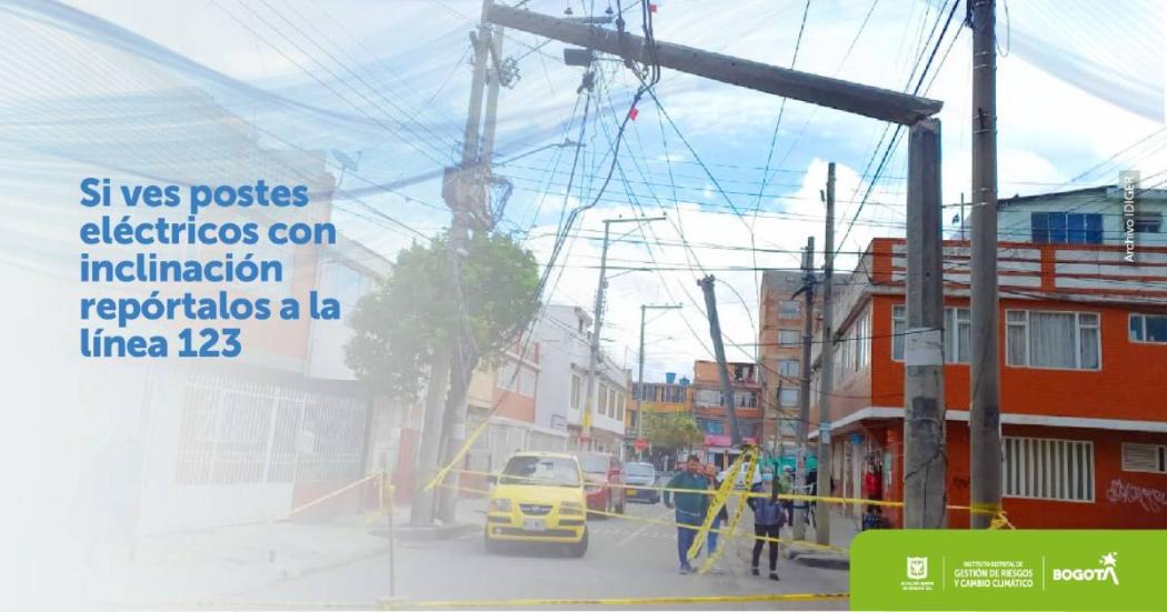 Cómo reportar la inclinación de postes de luz en Bogotá, emergencias 