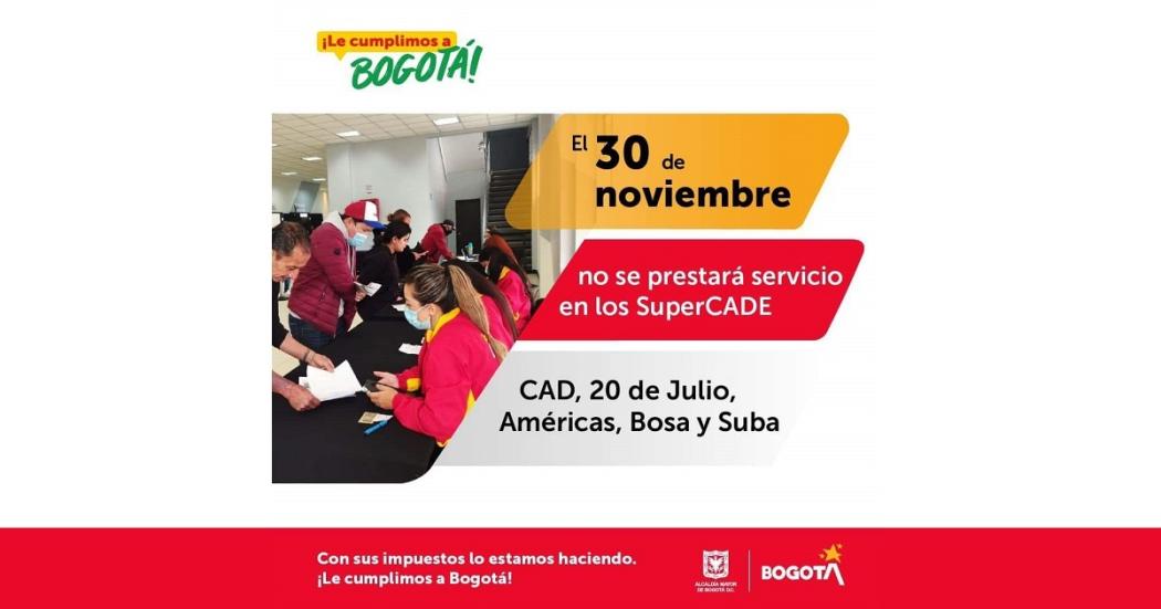 30 de noviembre no hay servicio en SuperCADE para trámites Hacienda