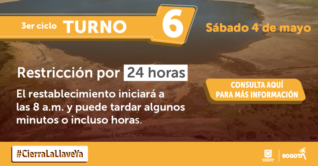 Localidades con racionamiento de agua en Bogotá este sábado 4 de mayo 