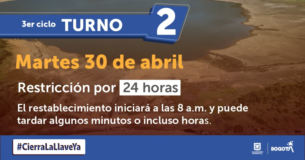 Barrios con racionamiento de agua en Bogotá este 30 de abril de 2024