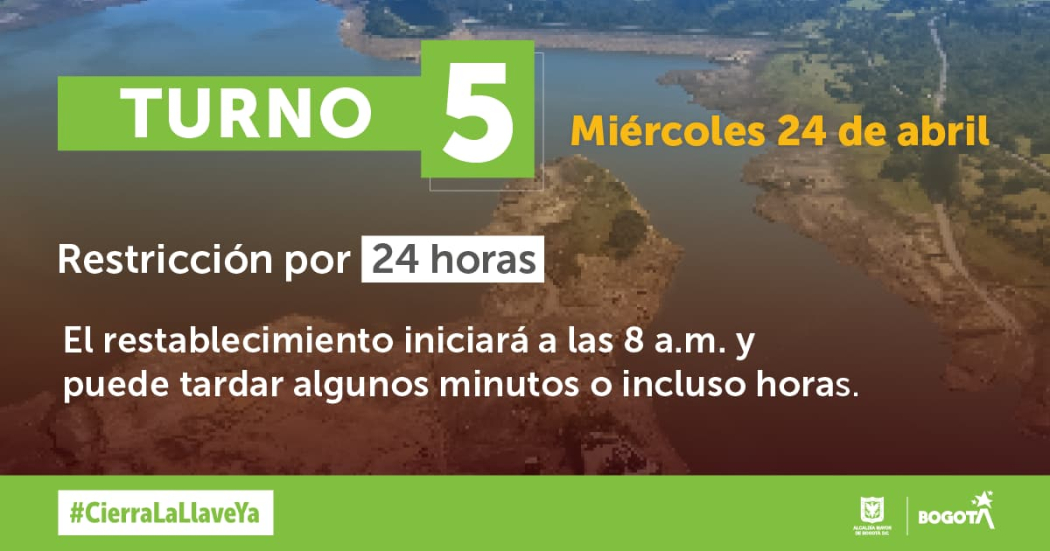 24 de abril: Localidades que tendrán racionamiento de agua en Bogotá 