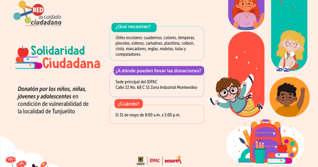 Dona útiles escolares para los niños, niñas y adolescentes de Patio Bonito