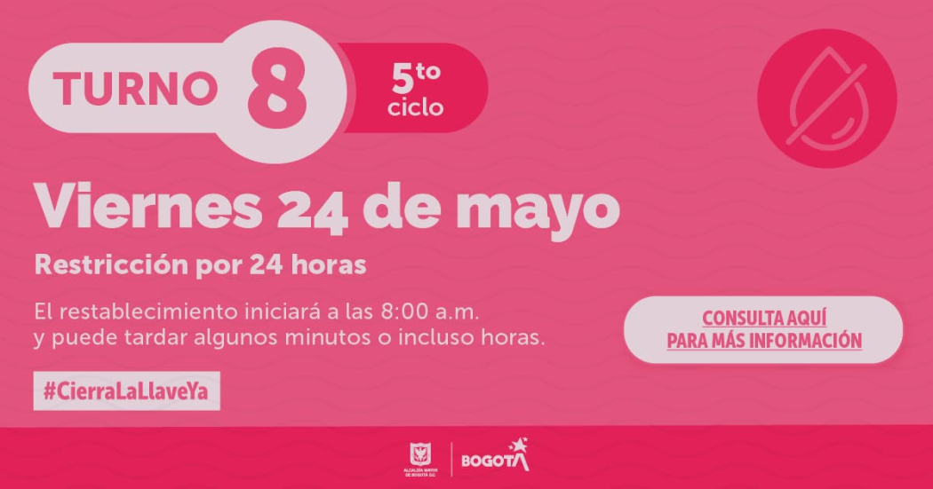 Banner racionamiento de agua 24 de mayo 