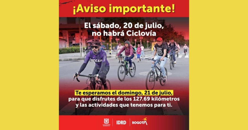 Ciclovía 20 de julio en Bogotá 